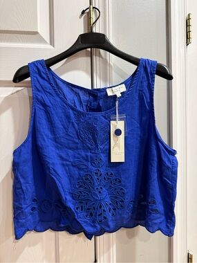 Calypso St. Barth Royal Blue Eyelet Tank
